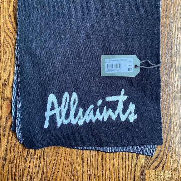 *NWT* ALLSAINTS Logo Jacquard Scarf - Picture 6 of 10